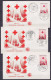 Série De 6 FDC Thème CROIX-ROUGE - 3x N°1454/55 1968  (Bruxelles, Angleur & De Pinte) + 3x N°1588 1971 (Bruxelles, Ieper - Red Cross