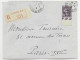 FRANCE CAISSE MORTISSEMENT SEMEUSE 1FR50 VIOLET BDF SEUL LETTRE COVER REC ST BRIEUC 26.2.1931 AU TARIF - 1927-31 Cassa Di Ammortamento