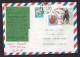 Japan: Cover To USA, 1989, 3 Stamps, Meter Cancel, Cut-out Stationery?, Horse, Shell, C1 Customs Label (damaged, Stains) - Covers & Documents