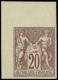 FRANCE Poste ** - 67a, Non Dentelé, Cdf, Signé Brun, TB: 20c. Brun-lilas - Cote: 975 - 1876-1878 Sage (Type I)