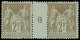 FRANCE Poste * - 105, Paire Millésime "0": 2f. Bistre S. Azuré - Cote: 850 - 1898-1900 Sage (Type III)