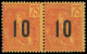 INDOCHINE Poste * - 64Aa, Paire Chiffres Espacés Tenant à Normal: 10 Sur 75c. Rouge Sur Orange - Cote: 180 - Unused Stamps