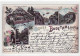 39011201 - Lithographie Gruss Aus Dem Bodethal Mit Hotel Koenigsruhe, Rosstrappfelsen, Hexentanzplatz, Bergblick Und Te - Thale