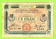 FRANCE /  CHAMBRE De COMMERCE De MOULINS & LAPALISSE / 1 FRANC / 9 JANVIER 1920  N° 4,198 / SERIE AY 299 - Handelskammer