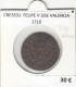 CRE3531 MONEDA ESPAÑA FELIPE V SISE VALENCIA 1711 - Altri & Non Classificati