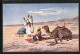 Künstler-AK Friedrich Perlberg: Betende Einheimische Mit Kamel In Der Wüste  - Perlberg, F.