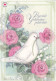 Postal Stationery - Flowers - Roses - Dove Holding Rose - Red Cross - Suomi Finland - Postage Paid - Ganzsachen