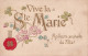 CARTE GAUFREE - VIVE LA SAINTE  MARIE - MEILLEURS SOUHAITS DE FETE - LETTRES DOREES - TREFLE A QUATRE FEUILLES - 1904  - Vornamen