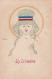 A15- ILLUSTRATEUR RUIZ - PARIS - SAINTE CATHERINE - FEMME ART NOUVEAU - RUBAN TISSUS TRICOLORE - PATRIOTIQUE - 2 SCANS  - Saint-Catherine's Day