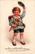 H1031 - Litho Glückwunschkarte Schulanfang - Kleiner Junge Zuckertüte - Einschulung