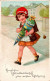 H1035 - Glückwunschkarte Schulanfang - Kleines Mädchen Zuckertüte - CH - Rötha - Einschulung