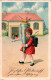 H1039 - Litho Glückwunschkarte Schulanfang - Kleines Mädchen Zuckertüte - Eerste Schooldag