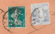 (Lot De 3) Perforés Type Semeuse Sur Fragment Lettre CREDIT LYONNAIS D'Orléans - Storia Postale