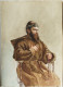 Aquarelle "Religieux à La Soutane Brune Et Au Chapelet". Fond D'Atelier B.F. Vers 1900 - Wasserfarben