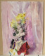 Aquarelle Pochade "Statue De Marianne Dans Un Bouquet De Fleurs". Fond D'Atelier Signé B.F. Vers 1900 - Aquarelles