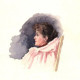 Aquarelle Pochade "Portrait En Médaillon D'une Femme Pensive". Fond D'Atelier Signé B. Flournoy Vers 1900 - Aquarelles