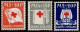 Suomi Finland 1930, Croix-Rouge/Red Cross: Flag, Symbol, Viking Ship/Drapeau, Symbole, Bateau Viking, MiNr. 158-160 - Rotes Kreuz