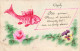 FETES ET VOEUX - 1er Avril - Petit Poisson Fleurs Et Souvenir... - Colorisé - Carte Postale Ancienne - 1° Aprile (pesce Di Aprile)