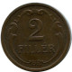 2 FILLER 1938 HUNGARY Coin #AY253.2.U.A - Hongrie