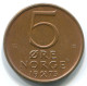 5 ORE 1973NORUEGA NORWAY Moneda #WW1063.E.A - Norvège