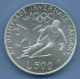 San Marino 500 Lire 1988 Olympia Skifahrer, Silber, KM 216 Vz/st (m4434) - San Marino