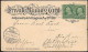 USA New York Postcard Mailed To Germany 1899. 2x 1c Stamps Franklin - Covers & Documents