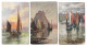 Delcampe - 11 Postcards Lot Paintings & Illustrations Of Small Ships Boats Yachts Seascapes Most Posted - Verzamelingen & Kavels