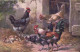 Illustrateur Signé Coq Poules Et Petit Chat RV TUCK's - Pintura & Cuadros