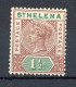 ST. HELENA  Yv. N° 22 Fil CA   (*)  1 1/2p Brun-rouge Et Vert Cote  8 Euro BE   2 Scans - Other & Unclassified