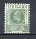 ST. HELENA  Yv. N° 27 Fil CA  * 1/2p Vert  Cote  2 Euro BE   2 Scans - Sonstige & Ohne Zuordnung