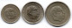 SPAIN, Set Of Three Coins 5, 25, 50 Pesetas, Copper-Nickel, Year 1957, KM # 786, 787, 788 - Otros & Sin Clasificación