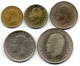 SPAIN, Set Of Five Coins 1, 5, 25, 50, 100 Pesetas, Copper-Nickel, Alum-Bronze, Year 1975, KM # 806, 807, 808, 809, 810 - Sonstige & Ohne Zuordnung