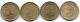 SPAIN, Set Of Four Coins 100 Pesetas, Brass, Aluminum-Bronze, Year 1997-2001, KM # 984, 989, 1006, 1016 - 100 Pesetas