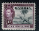 Ref 1640 - Gambia 1938 KGVI - 1/= Elephant Stamp - Lightly Mounted Mint SG 156 - Gambie (...-1964)