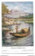 Postcard Japanese Village Life Man On Sampan On River By Houses All British Picture Co. Unposted - Azië
