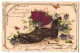 Stoff-Präge-AK Blumen Ranken Aus Einem Kaputten Schuh, Purpurne Blüten Aus Echtem Stoff  - Autres & Non Classés