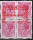 Italia 1968 Siracusana Carta Fluorescente 25 £ - 30 £ - 40 £ - 80 £ - 100 £. Quartine Usate - Blocks & Kleinbögen