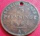 3 Pfennig Allemagne Prusse 1864 A (Berlin) - Small Coins & Other Subdivisions