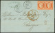 Let EMISSION DE 1849 - 5    40c. Orange, PAIRE Obl. PC 898 S. LSC, Càd T15 COGNAC 14/6/52, Arr. GLASGOW 18/6, TTB - 1849-1876: Periodo Classico