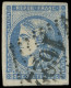 EMISSION DE BORDEAUX - 45Cb 20c. OUTREMER, T II, R III, Très Belle Nuance, Obl. GC 1622, Pli, Sinon TB - 1870 Ausgabe Bordeaux