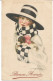 Bertiglia, 163. Très Belle Carte, Femme Avec Chapeau Noir Et Blanc, Et Petit Chien - Bertiglia, A.