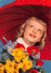 Mode Enfant Année 1960  Jeune Fille Fillette Sous L'ombrelle    115  (scan Recto Verso)KEVREN0753 - Mode