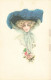 FANTAISIES - Femmes - Femme à Chapeau - Colorisé - Carte Postale Ancienne - Donne