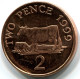 2 PENNI 1999 GUERNSEY UNC Moneda QUEEN GUERNSEY COW #W11162.E.A - Guernsey