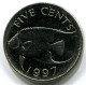 5 CENT 1997 BERMUDA Moneda UNC #W11296.E.A - Bermudas