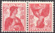 Schweiz Suisse 1909: Kehrdruck HELVETIA 10+10 Tête-bêche Zu K4 / Mi K6  * Falzspur MLH (Zu CHF 8.50 -50%) - Kopstaande