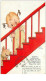 ILLUSTRATEURS.n°10950.MABEL LUCIE ATTWELL.FILLETTE DANS LES ESCALIERS ROUGE.TOUS LES MATINS JE JETTE UN COUP D'OEIL .... - Attwell, M. L.