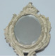 -JOLI ANCIEN MIROIR FACE A MAIN STYLE LOUIS XV ROCAILLE Bronze Argenté    E - Miroirs