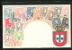 Präge-AK Portugal, Briefmarken, Wappen Mit Türmen  - Timbres (représentations)