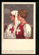 Lithographie Zwei Frauen In Roter Kreuz Uniform, Rotes Kreuz  - Rotes Kreuz